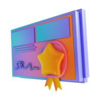 certificat coloré d'illustration 3d png