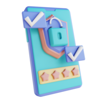 3D illustration mobile password unlock png