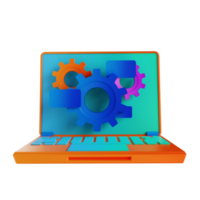 configuração de laptop e engrenagem de ilustração 3D png