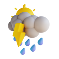 dia de ilustração 3D de chuva forte com relâmpagos