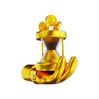 3D illustration golden hand and time money png