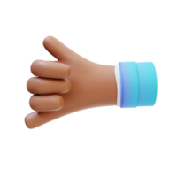 3D illustration call me hand gestures png