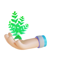 3d illustratie hand- en opslaan planten png