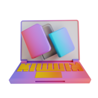 3D illustration colorful laptop and book png