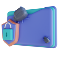 3D illustration security virus folder png