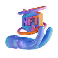 3D illustration hand and NFT png