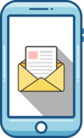 notificação de um novo e-mail em seu celular ou smartphone. ícone de correio nas bolhas do discurso. png