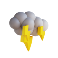 3d illustrazione nuvoloso tempo metereologico e fulmine png