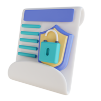 Ilustración 3d de seguridad de documentos desbloqueados png