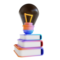 livro e lâmpada coloridos da ilustração 3d