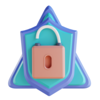 3D illustration protect security unlock png