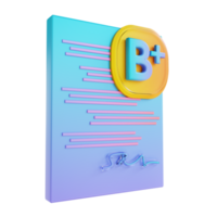 3D illustration colorful assignment report card png