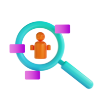 3D illustration magnifying glass and usability audit png