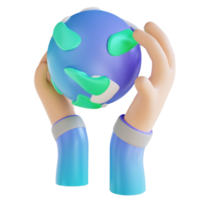 illustration 3d aime la terre et les mains png