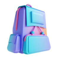 sac à dos coloré illustration 3d png