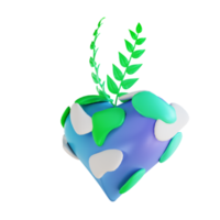 3D illustration love plants and earth png