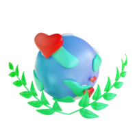 3d illustratie liefde de aarde en haar planten png