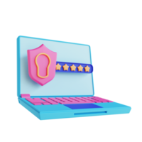 3D illustration password security laptop png