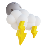 3D illustration cloudy night lightning png