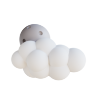 3D illustration cloudy moon png