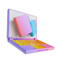 laptop e livro coloridos da ilustração 3D