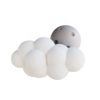 3D illustration cloudy moon png