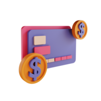 moneda y tarjeta de crédito de ilustración 3d png