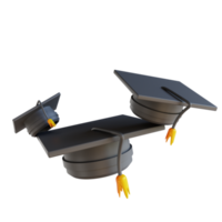 3d illustratie kleurrijk drie diploma uitreiking hoeden png