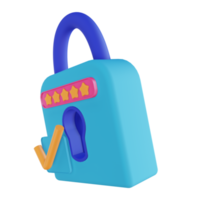 3D illustration password lock check png