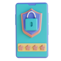 3D illustration mobile password lock png