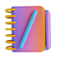 caderno e lápis coloridos da ilustração 3d png