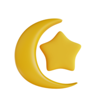 3D illustration moon and star suitable for Ramadan png