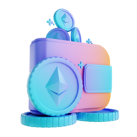 carteira de ethereum de ilustração 3d png