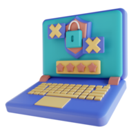 3D-Darstellung Falsches Laptop-Passwort png