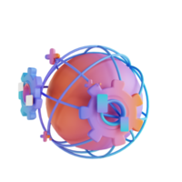 3D illustration global and gear web development png