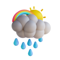 3d illustrazione pioggia e arcobaleno png