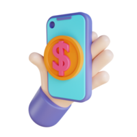 3D illustration cashless payments and hand png