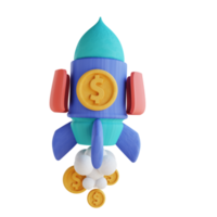 3D illustration rocket money grow png