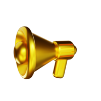 megafone dourado de ilustração 3D png