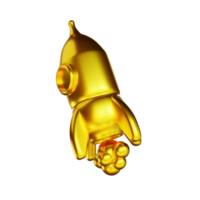 foguete dourado de ilustração 3D png