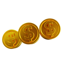 monedas de dinero de oro de ilustración 3d png