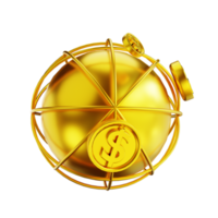 3D illustration golden global money png