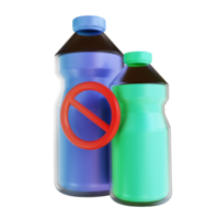 ilustração 3d reduz garrafas de plástico png