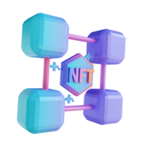 3D illustration blockchain NFT png