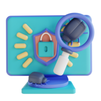 3D illustration search virus computer security png