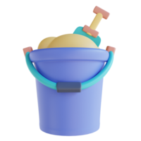 3D illustration sand shovel cans png