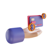 3D illustration credit card and coin png