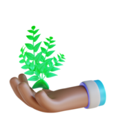 3d illustratie hand- en opslaan planten png