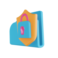 3D illustration folder security lock png