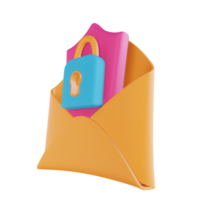 3D illustration mail security lock png